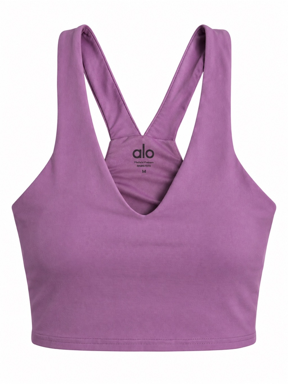 Alo Yoga Airbrush Real Bra Tank Top Purple Lilac V Neck Cropped Medium